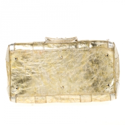 Versace Gold/Silver Ceramic Effect Leather Snap Out Of It Satchel
