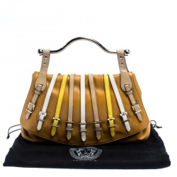 مملوكة مسبقًا Versace Tan Leather Flap Strap Satchel