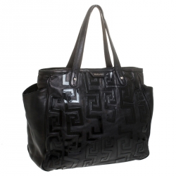 Versace Black Leather Shopper Tote