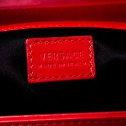Pre Owned Versace Red Leather Medusa Medallion Tote