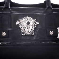 مملوكة مسبقًا Versace Black Leather Medusa Tote