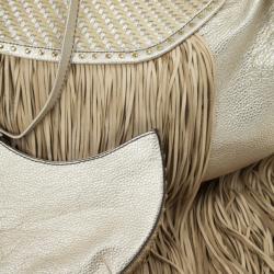 Pre Owned Versace Metallic and Ivory 'Couture Fringes' Hobo