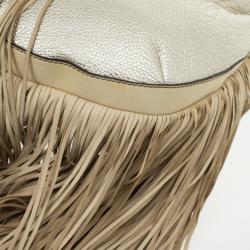 Pre Owned Versace Metallic and Ivory 'Couture Fringes' Hobo