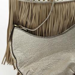 Pre Owned Versace Metallic and Ivory 'Couture Fringes' Hobo