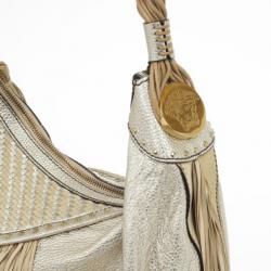 Pre Owned Versace Metallic and Ivory 'Couture Fringes' Hobo