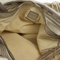 Pre Owned Versace Metallic and Ivory 'Couture Fringes' Hobo