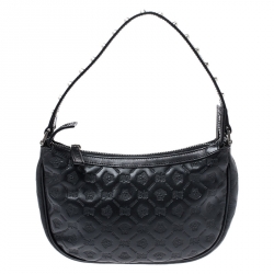 Versace Black Leather Studded Handle Pochette