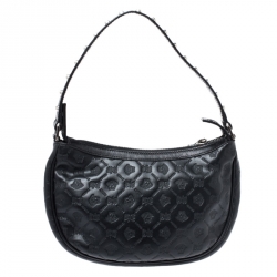 Pre Owned Versace Black Leather Studded Handle Pochette