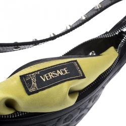 Pre Owned Versace Black Leather Studded Handle Pochette