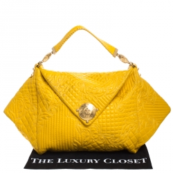 مملوكة مسبقًا Versace Yellow Barocco Leather Medusa Flap Shoulder Bag 