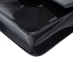 Pre Owned Versace Black Patent Leather Young Medusa Chain Shoulder Bag