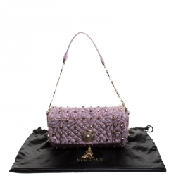 مملوكة مسبقًا Versace Lilac Studded Leather Vanitas Flap Shoulder Bag