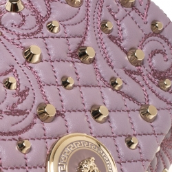 مملوكة مسبقًا Versace Lilac Studded Leather Vanitas Flap Shoulder Bag