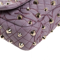 مملوكة مسبقًا Versace Lilac Studded Leather Vanitas Flap Shoulder Bag
