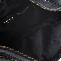 Pre Owned Versace Black/Gold Leather Biker Hobo