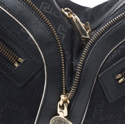 Pre Owned Versace Black/Gold Leather Biker Hobo