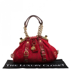 Pre Owned Versace Red Fabric Madonna Boston Bag