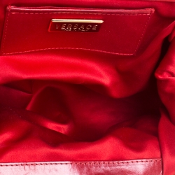 Pre Owned Versace Red Fabric Madonna Boston Bag