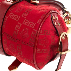 Pre Owned Versace Red Fabric Madonna Boston Bag