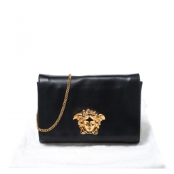 مملوكة مسبقًا Versace Black Leather Medusa Shoulder Bag
