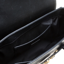 Pre Owned Versace Black Leather Medium Medusa Medallion Tote