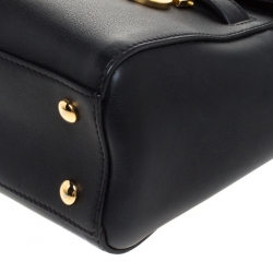 Pre Owned Versace Black Leather Medium Medusa Medallion Tote