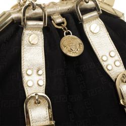 Versace Black Monogram Madonna Boston Bag