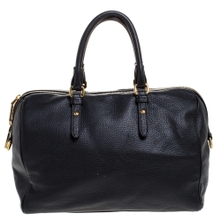 Pre Owned Versace Black Leather Medusa Boston Bag