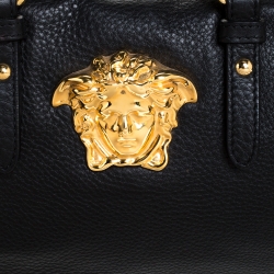 Pre Owned Versace Black Leather Medusa Boston Bag