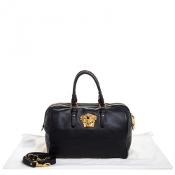 Pre Owned Versace Black Leather Medusa Boston Bag