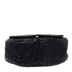 Versace Black Barocco Leather Altea Top Handle Bag