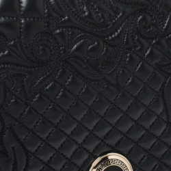 Versace Black Barocco Leather Altea Top Handle Bag
