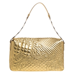 مملوكة مسبقًا Versace Gold Barocco Leather Vanitas Medea Shoulder Bag