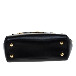 Pre Owned Versace Black Leather Small Medusa Medallion Tote