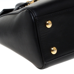 Pre Owned Versace Black Leather Small Medusa Medallion Tote