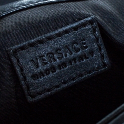 Pre Owned Versace Black Leather Small Medusa Medallion Tote