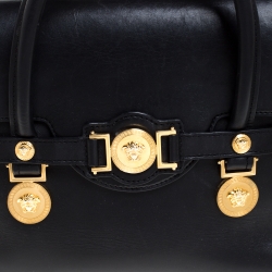Pre Owned Versace Black Leather Small Medusa Medallion Tote