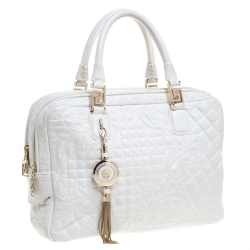 Versace White Leather Demetra Vanitas Top Handle Bag