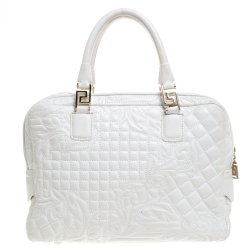 Versace White Leather Demetra Vanitas Top Handle Bag