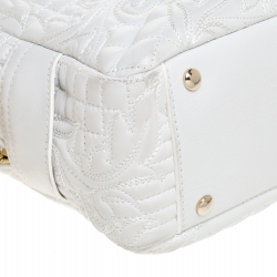 Versace White Leather Demetra Vanitas Top Handle Bag