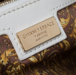 Versace White Leather Demetra Vanitas Top Handle Bag