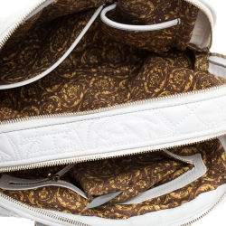Versace White Leather Demetra Vanitas Top Handle Bag