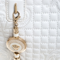 Versace White Leather Demetra Vanitas Top Handle Bag