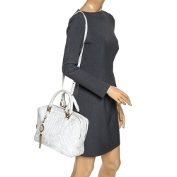 Versace White Leather Demetra Vanitas Top Handle Bag