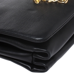 Pre Owned Versace Black Leather Medusa Flap Shoulder Bag