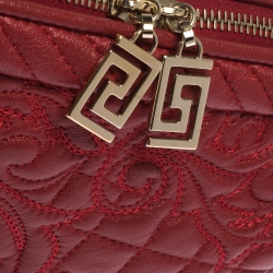 Pre Owned Versace Red Leather Medusa Charm Shoulder Bag