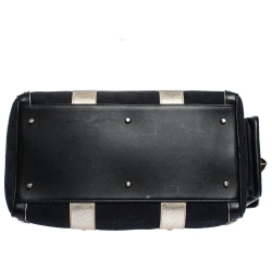 Pre Owned حقيبة فيرساتشي "سناب أوت أوف إيت" مرصع جلد و قماش مطبوع شعار الماركة أسود و ذهبي 