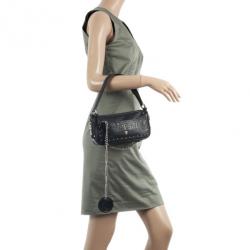 Pre Owned Versace Black Leather Shoulder Bag