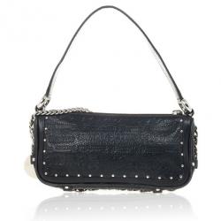 Pre Owned Versace Black Leather Shoulder Bag