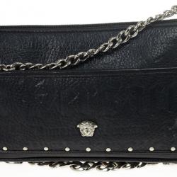 Pre Owned Versace Black Leather Shoulder Bag